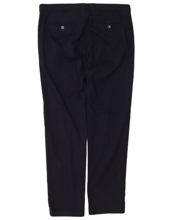 Calça Chino Masculina Slim Ted Baker W34 L32 Poliéster Risca de Giz Azul Marinho
