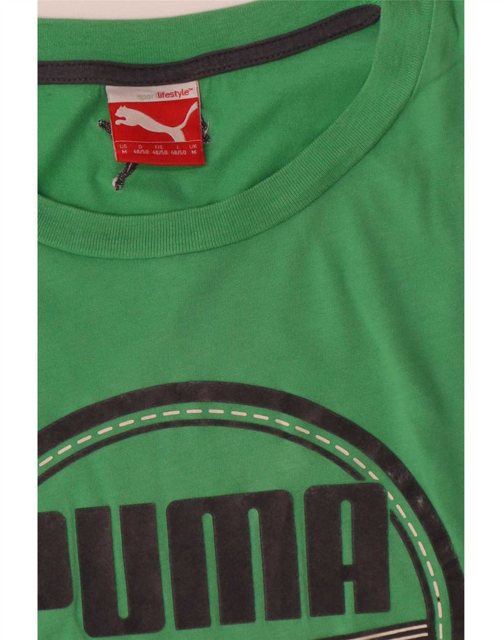 Camiseta masculina Puma Graphic Top médio verde algodão colorblock