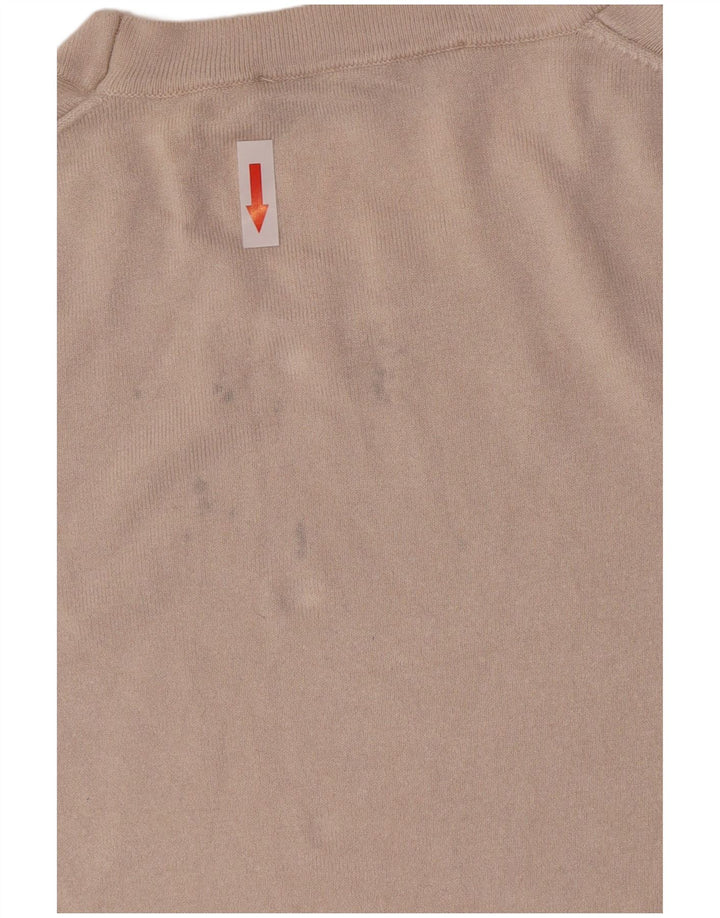 Zara Suéter feminino com gola redonda, Reino Unido 14, grande, bege