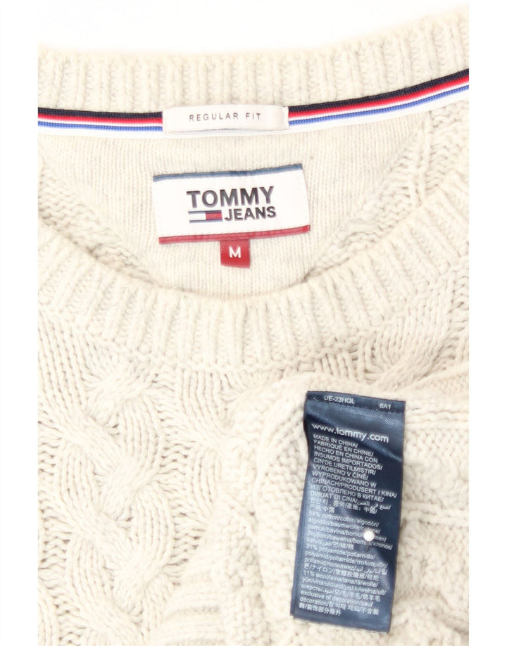 Suéter masculino Tommy Hilfiger regular fit com gola redonda médio branco