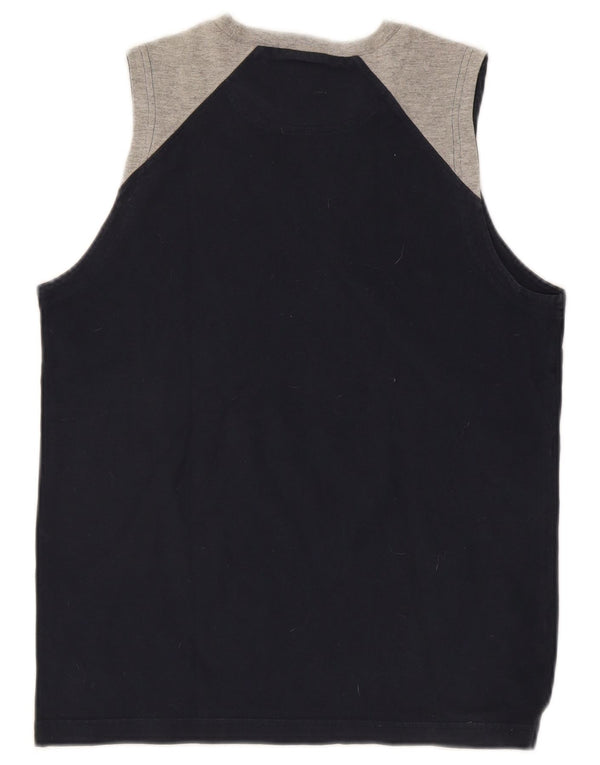 Colete gráfico masculino Champion pequeno algodão colorblock azul marinho