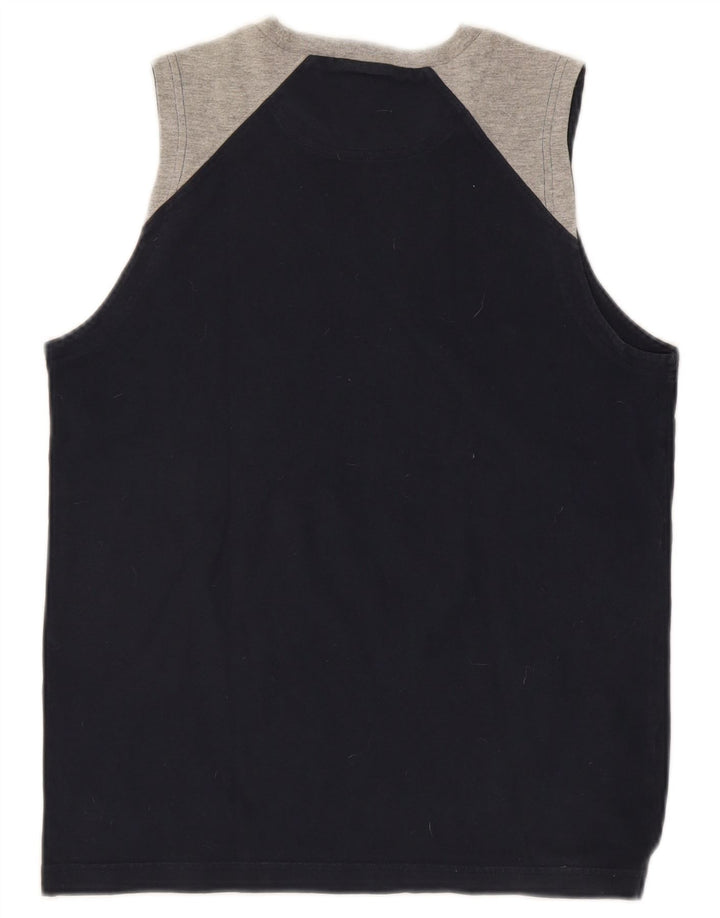 Colete gráfico masculino Champion pequeno algodão colorblock azul marinho