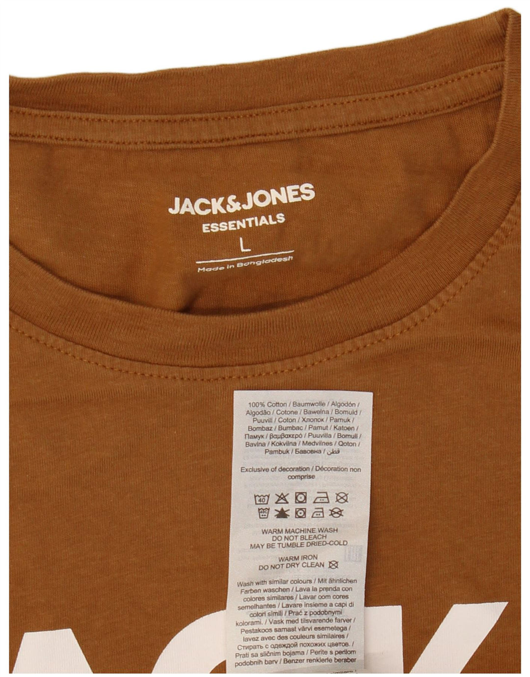 Camiseta feminina JACK & JONES com estampa gráfica grande de algodão marrom