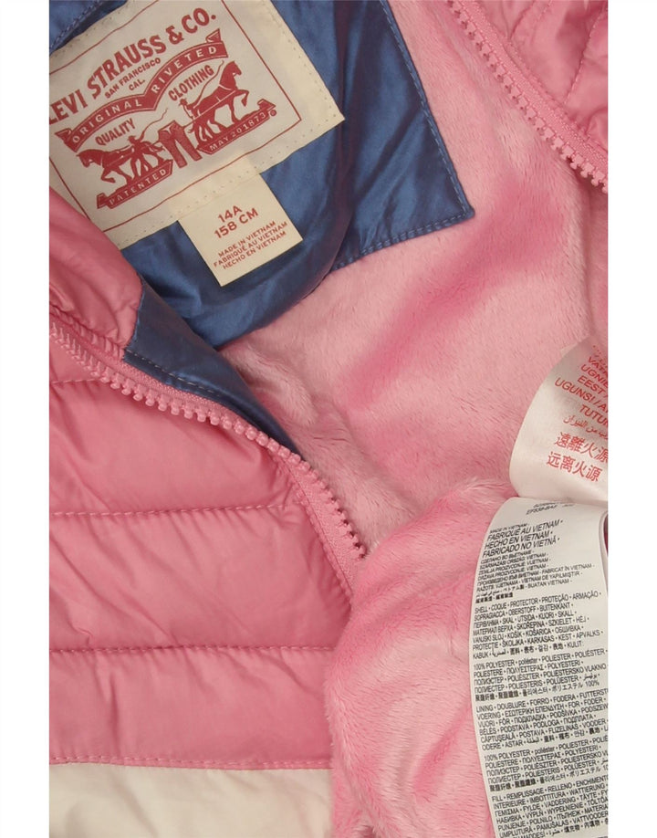 Jaqueta acolchoada com capuz para meninas Levi's 13-14 anos azul colorblock poliéster