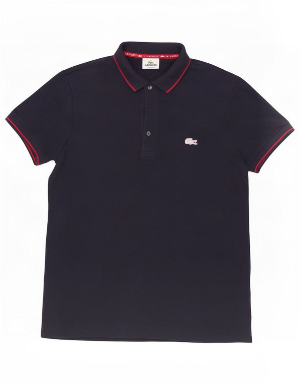 Camisa polo masculina Lacoste Regular Fit tamanho 3 pequeno algodão azul marinho