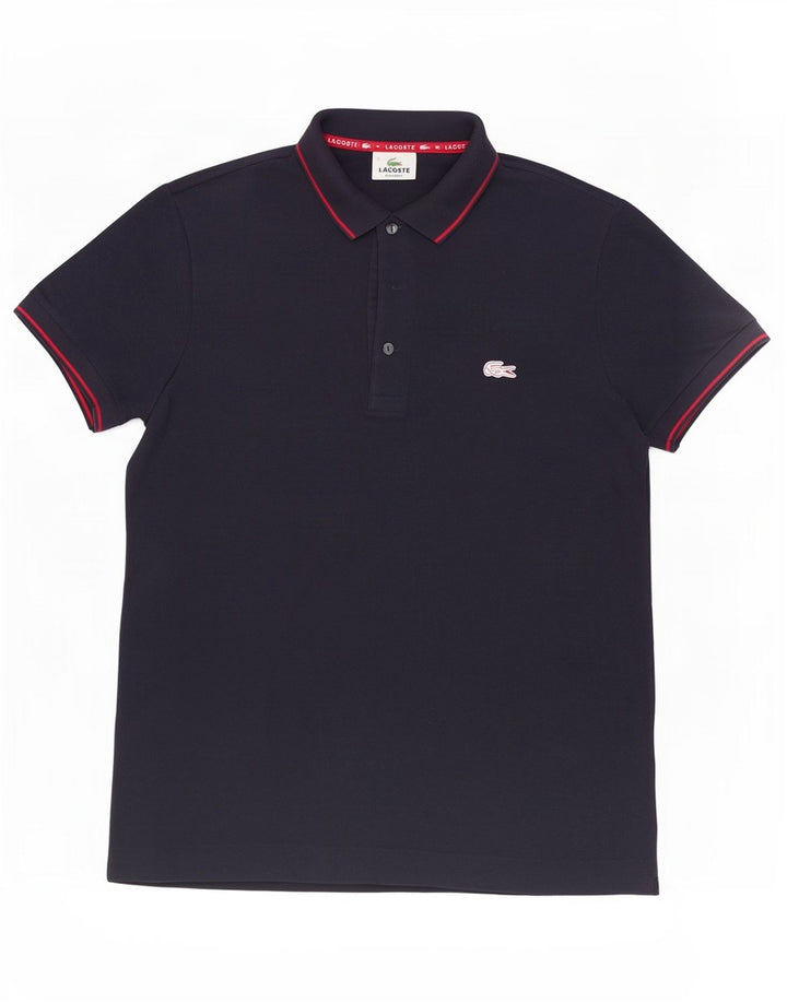 Camisa polo masculina Lacoste Regular Fit tamanho 3 pequeno algodão azul marinho
