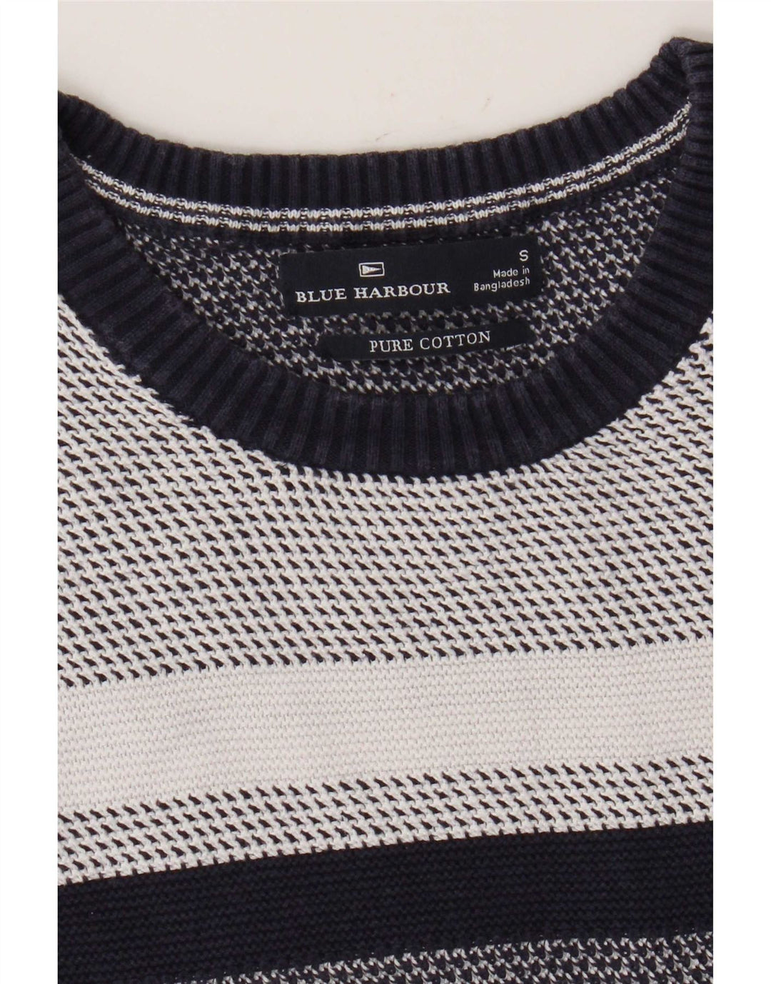 Suéter masculino Marks & Spencer Blue Harbor com gola redonda pequeno azul marinho