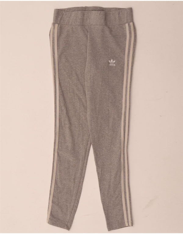 Leggings Adidas Femininas UK 12 Algodão Flecked Cinza Médio