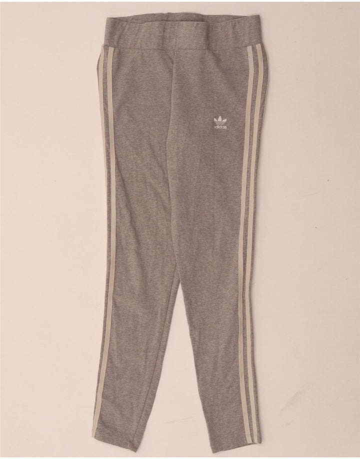 Leggings Adidas Femininas UK 12 Algodão Flecked Cinza Médio