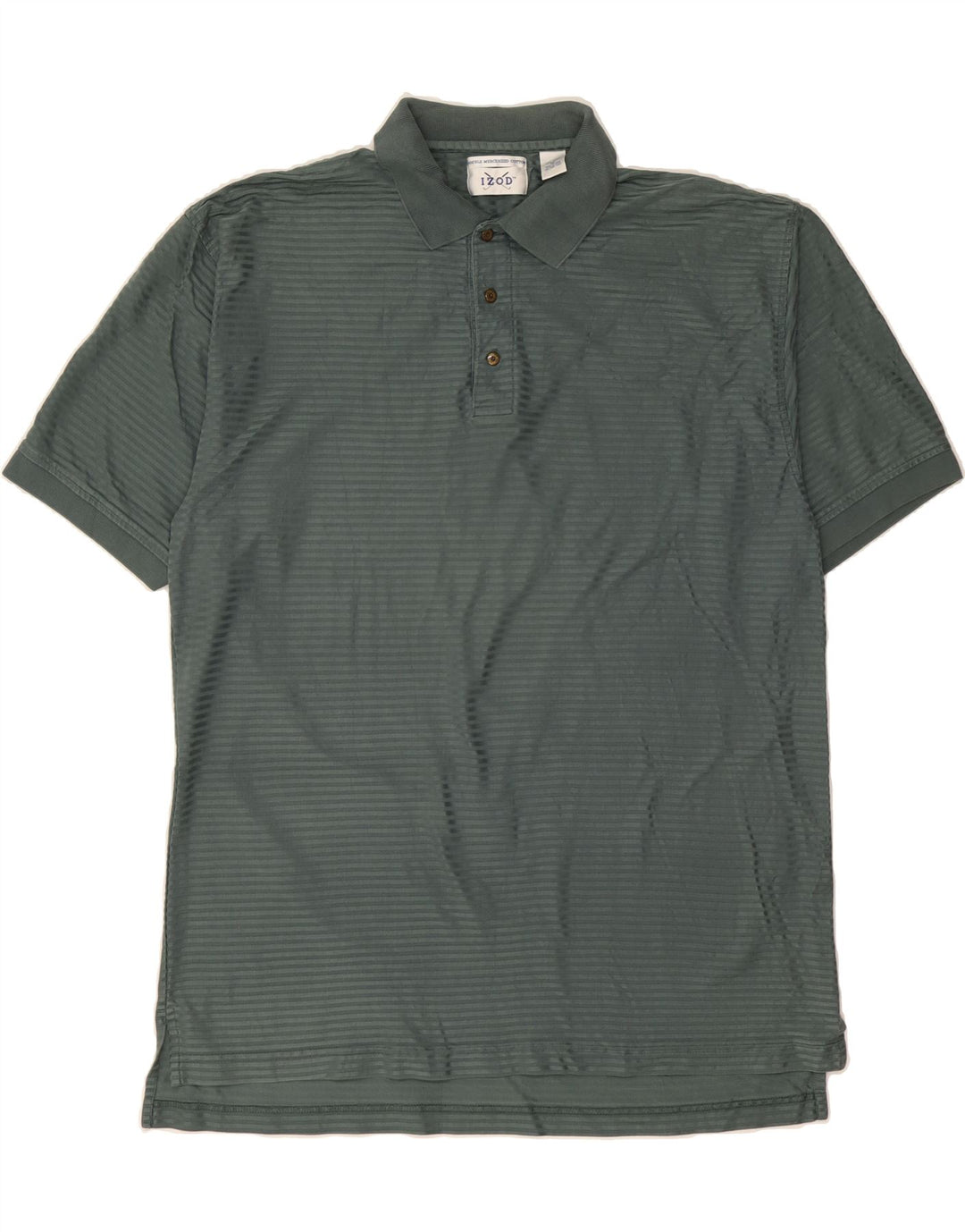 IZOD Mens Polo Shirt XL Green Striped Cotton Vintage Izod and Second-Hand Izod from Messina Hembry 