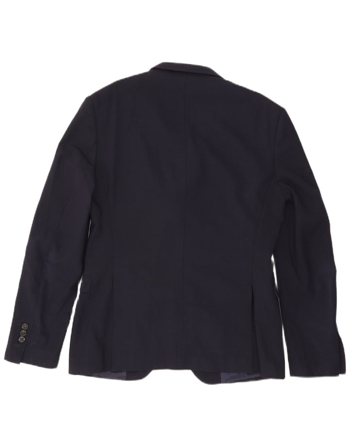 Jaqueta blazer masculina Zara com 2 botões EU 50 poliéster azul marinho médio
