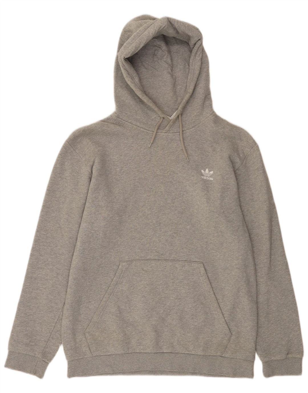 ADIDAS Mens Hoodie Jumper Grande Algodão Cinza