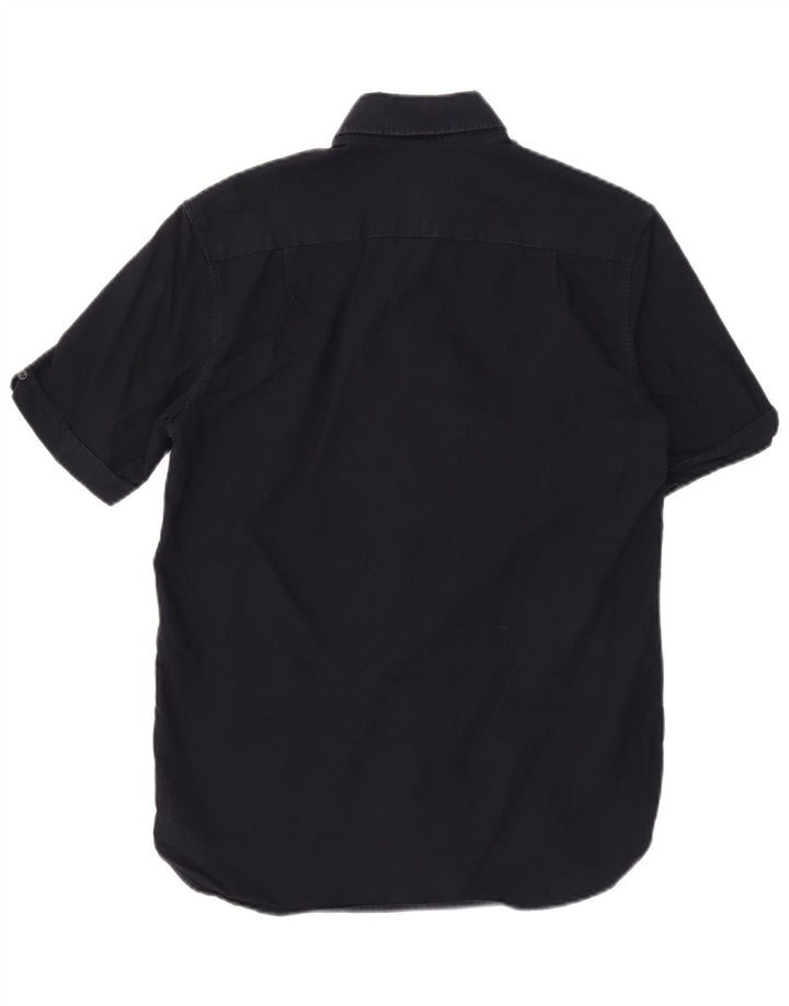 FRED PERRY Camisa masculina de manga curta pequena algodão azul marinho
