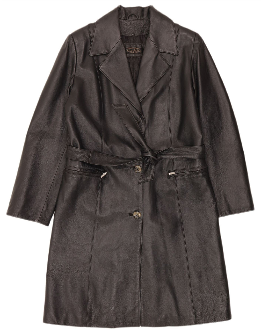 Casaco de couro feminino LAVORAZIONE ARTIGIANALE IT 44 couro preto médio