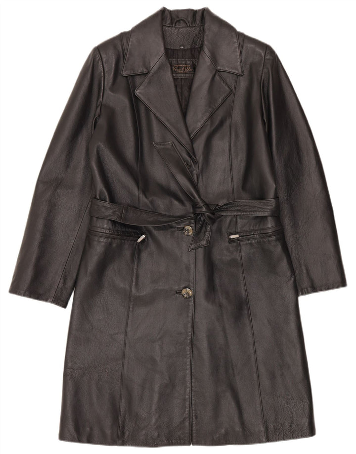 Casaco de couro feminino LAVORAZIONE ARTIGIANALE IT 44 couro preto médio