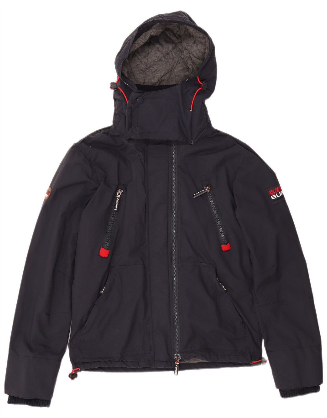 Jaqueta corta-vento masculina Superdry com capuz Reino Unido 38 médio azul marinho nylon