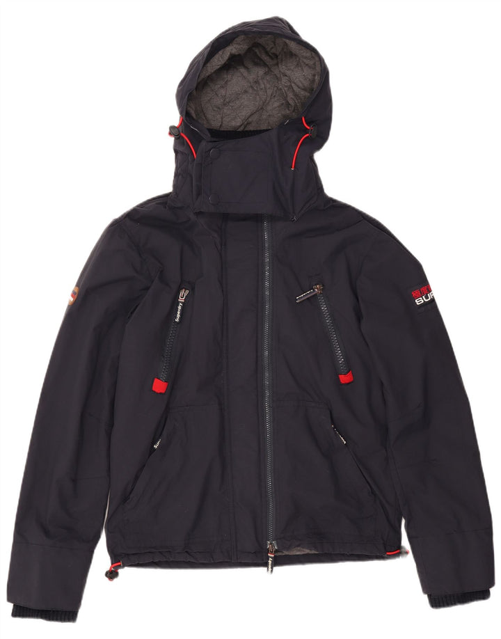 Jaqueta corta-vento masculina Superdry com capuz Reino Unido 38 médio azul marinho nylon