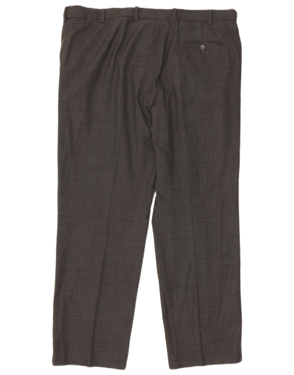 Calça masculina reta casual Marks & Spencer W40 L31 lã cinza
