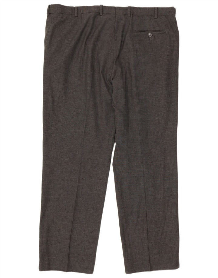 Calça masculina reta casual Marks & Spencer W40 L31 lã cinza