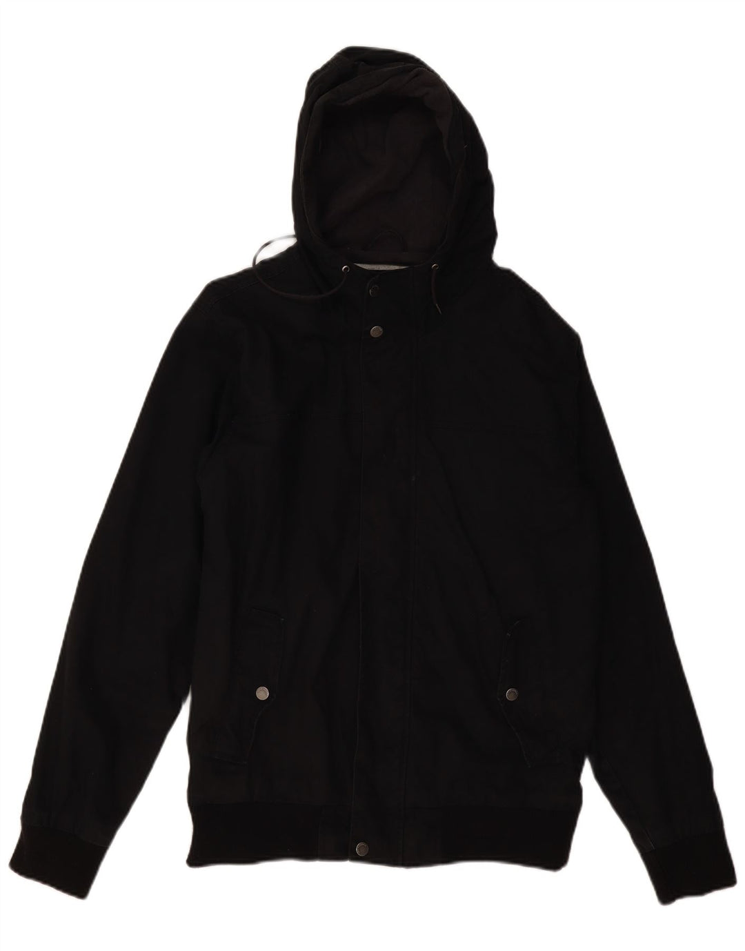 Jaqueta corta-vento masculina Quiksilver com capuz UK 38 algodão preto médio