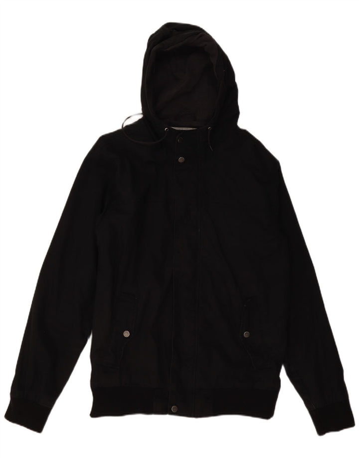 Jaqueta corta-vento masculina Quiksilver com capuz UK 38 algodão preto médio