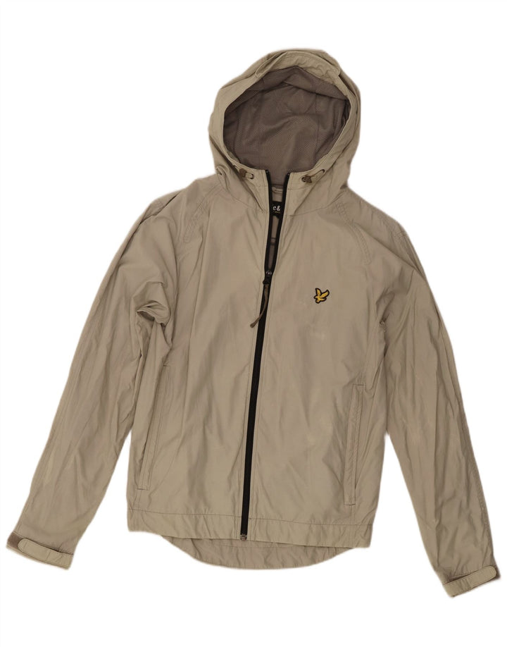 Jaqueta de chuva masculina Lyle & Scott com capuz UK 36 nylon bege pequeno