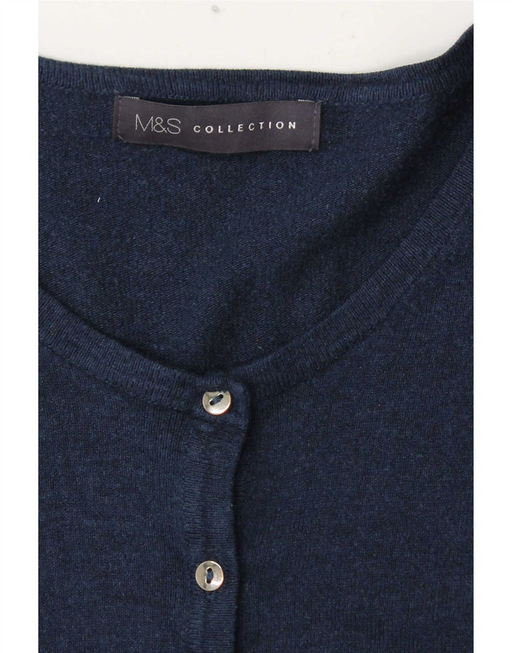 Suéter cardigã feminino Marks & Spencer Reino Unido 14 grande azul marinho