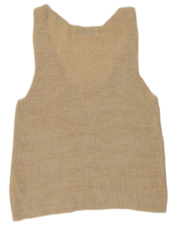 Zara Womens Vest Tank Top UK 14 Grande Bege Acrílico