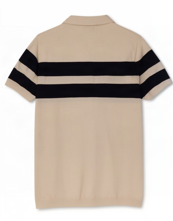 Zara Mens Short Sleeve Polo Neck Jumper Sweater Large White Colourblock