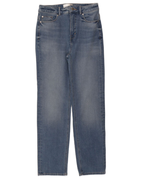 Calça jeans feminina Marks & Spencer Sienna Straight UK 10 pequena W27 L27 azul