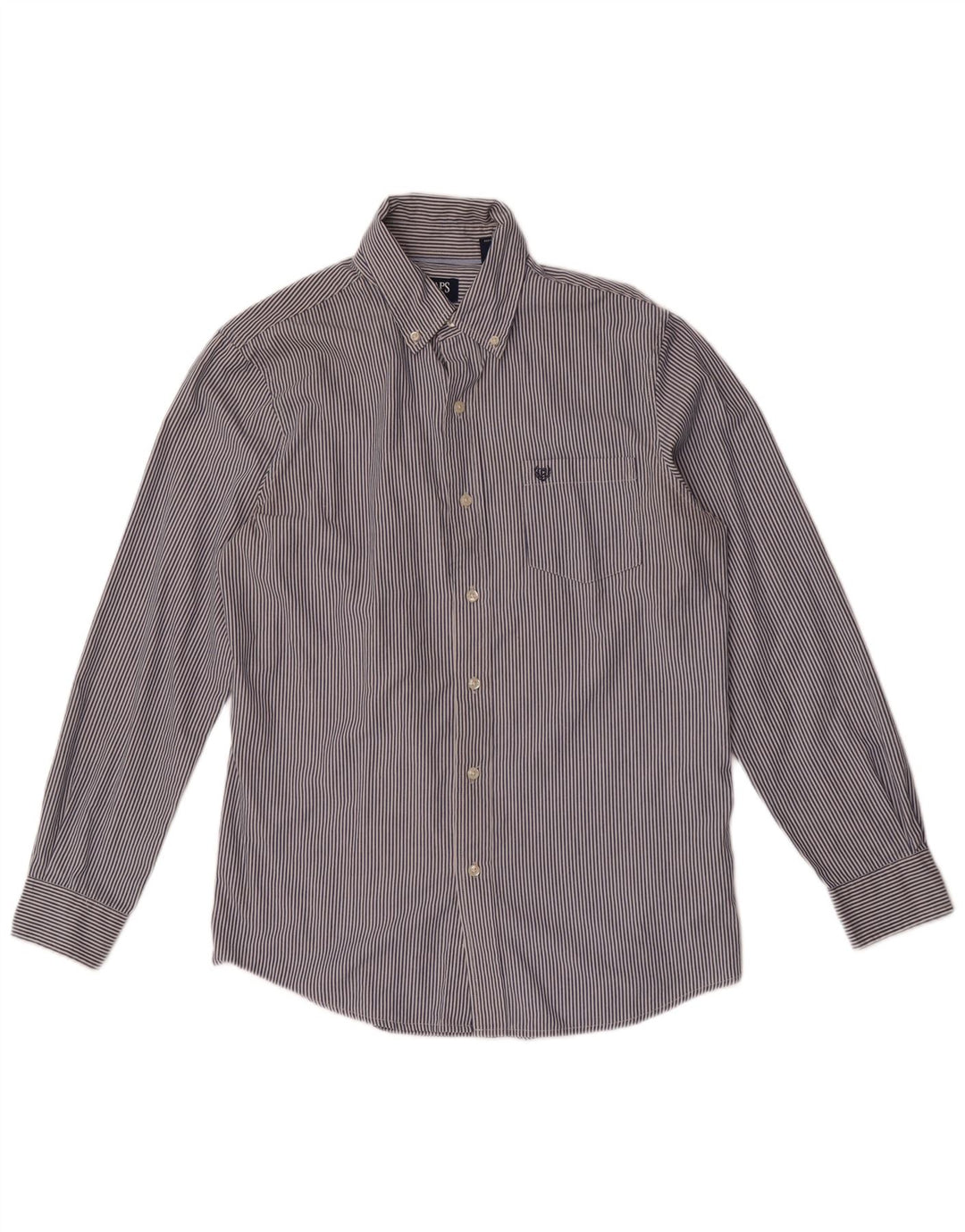 Camisa masculina fácil de cuidar da Chaps, algodão listrado azul marinho médio
