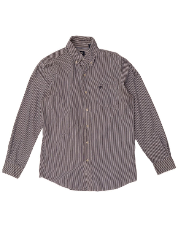Camisa masculina fácil de cuidar da Chaps, algodão listrado azul marinho médio