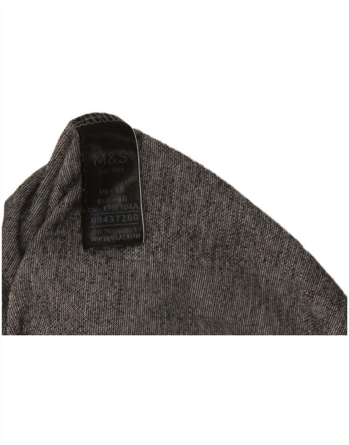 Top feminino Marks & Spencer manga 3/4 UK 18 XL poliéster guingão preto