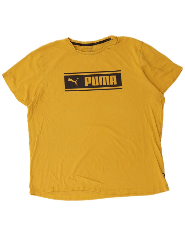 Puma Mens Graphic T-Shirt Top 2XL Algodão Amarelo