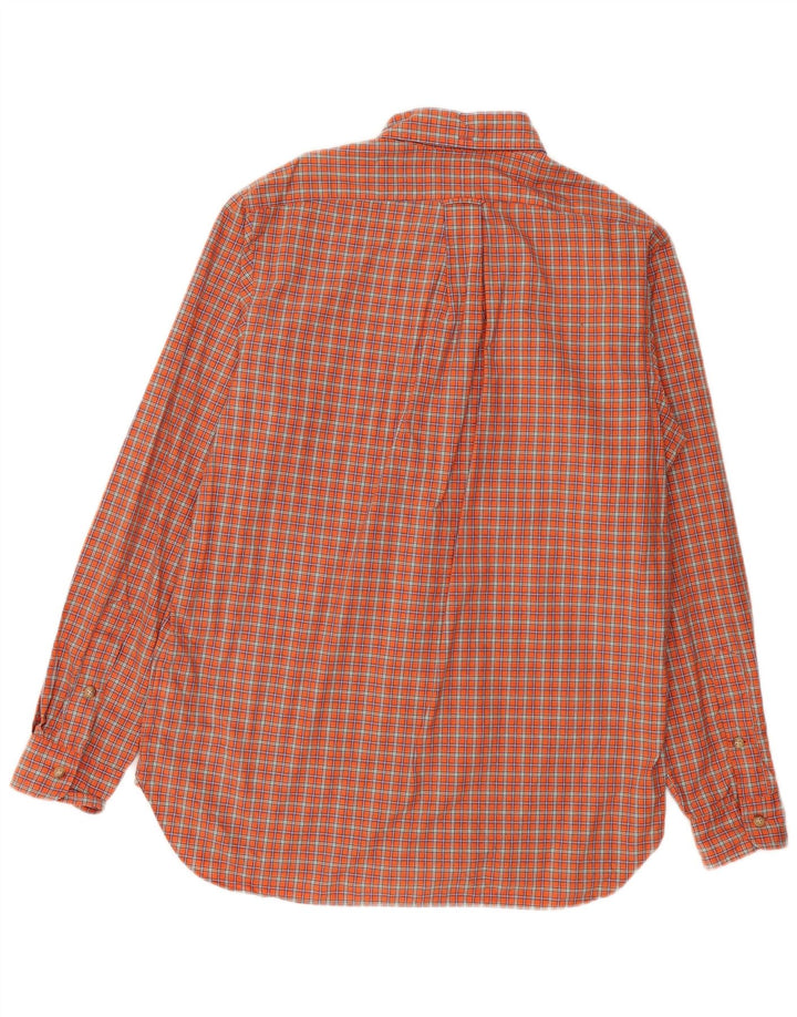 Camisa masculina POLO RALPH LAUREN algodão xadrez laranja médio