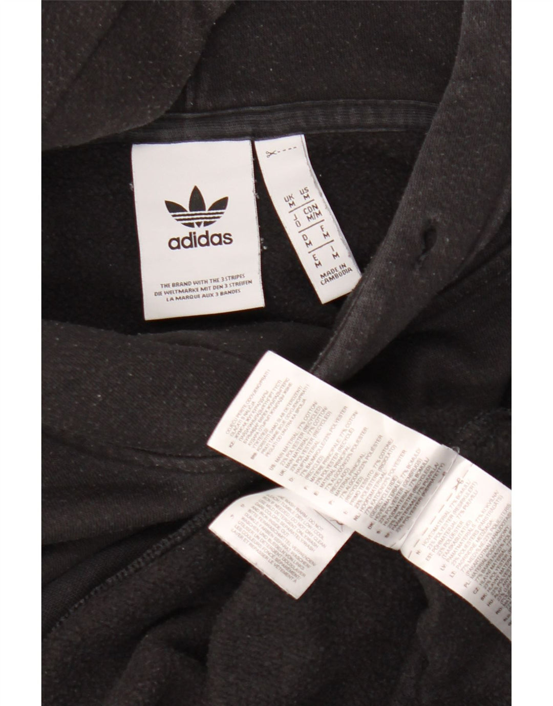 Adidas Mens Hoodie Jumper Médio Algodão Preto
