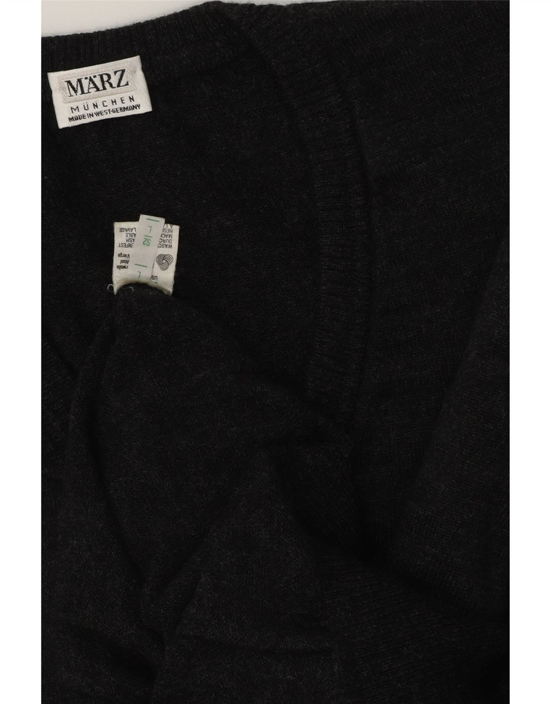 Suéter masculino MARZ Munchen com decote em V IT 52 grande lã virgem cinza