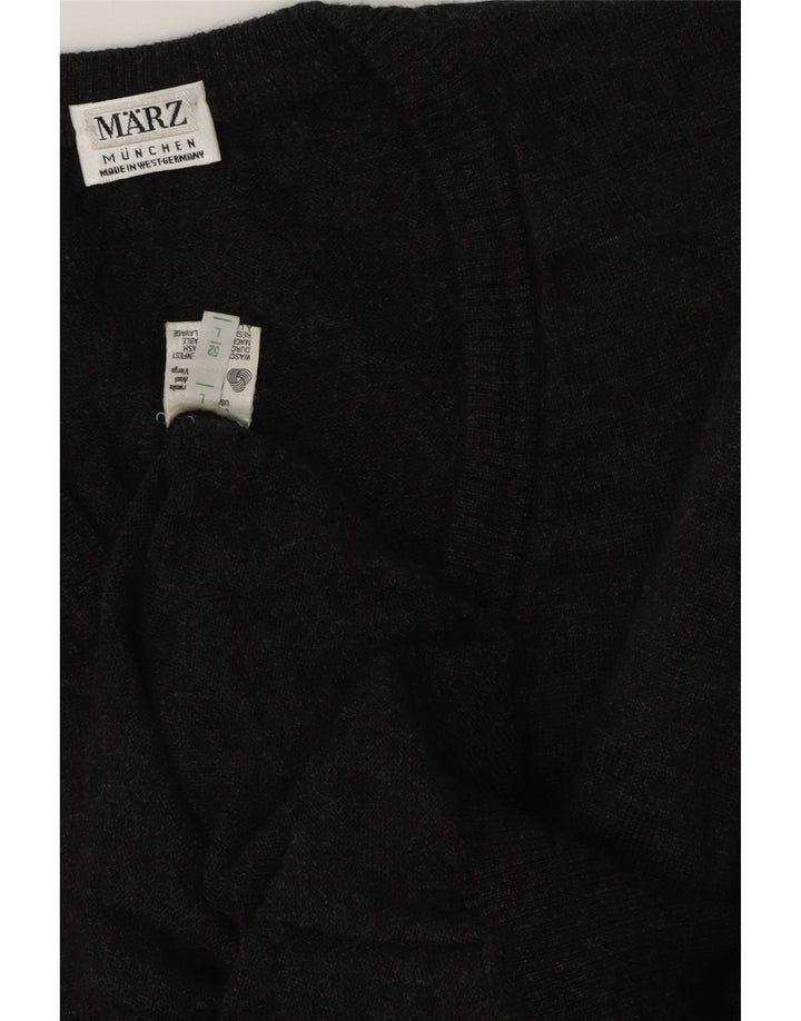 Suéter masculino MARZ Munchen com decote em V IT 52 grande lã virgem cinza