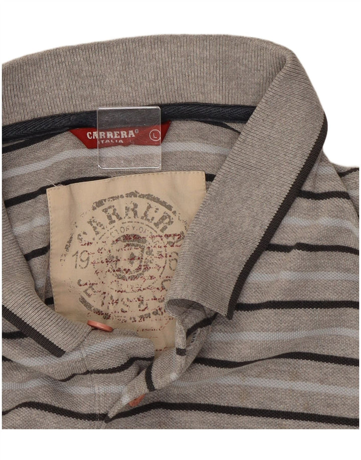 Camisa polo masculina Carrera grande listrada cinza
