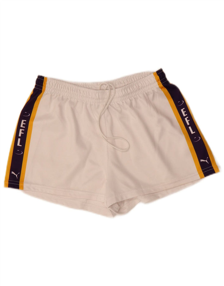 Shorts esportivos gráficos femininos Puma UK 14 grande poliéster colorido bloco branco