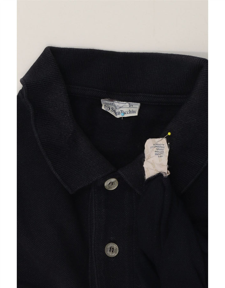 Camisa polo masculina de manga comprida Sergio Tacchini algodão azul marinho médio