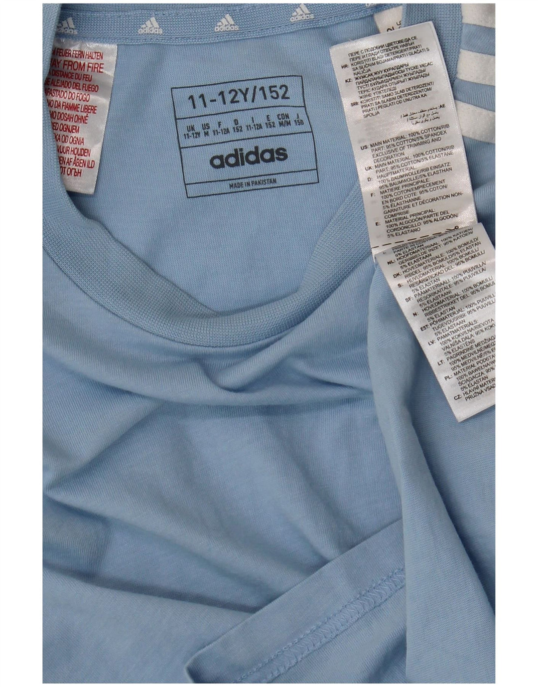 Camiseta Adidas Menino 11-12 Anos Azul Algodão