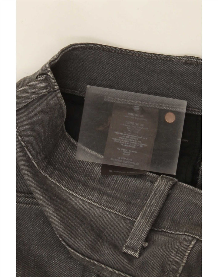 G-Star Mens Revend Jeans Super Slim Distressed W32 L32 Algodão Cinza