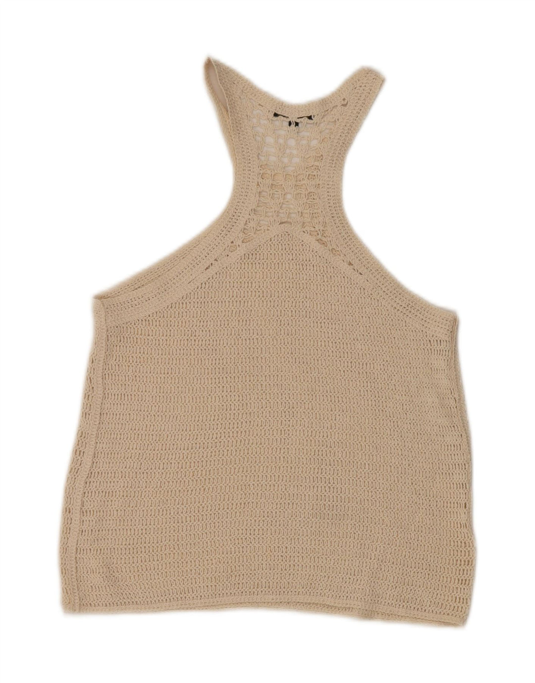 Top de colete de crochê feminino Massimo Dutti Reino Unido 10 pequeno bege