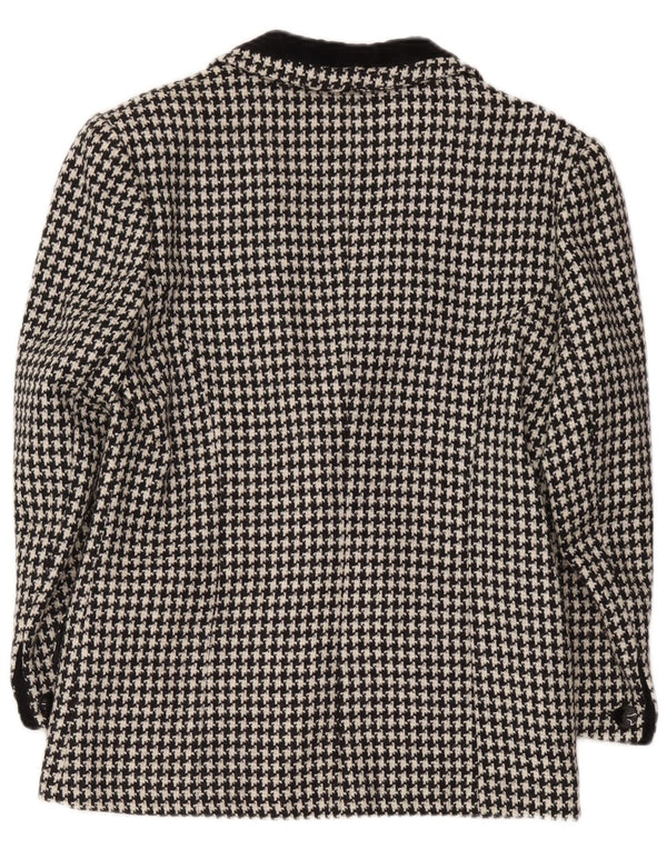 Blazer feminino Egoiste UK 14 médio preto Houndstooth clássico