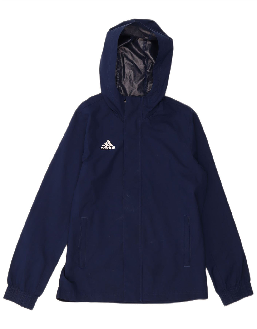 Jaqueta de chuva com capuz Adidas meninos 11-12 anos azul marinho poliéster