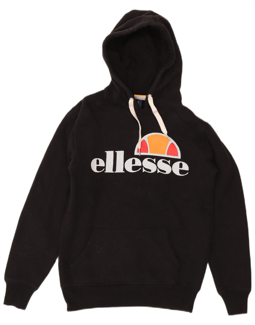 Suéter Ellesse masculino com capuz gráfico pequeno algodão preto