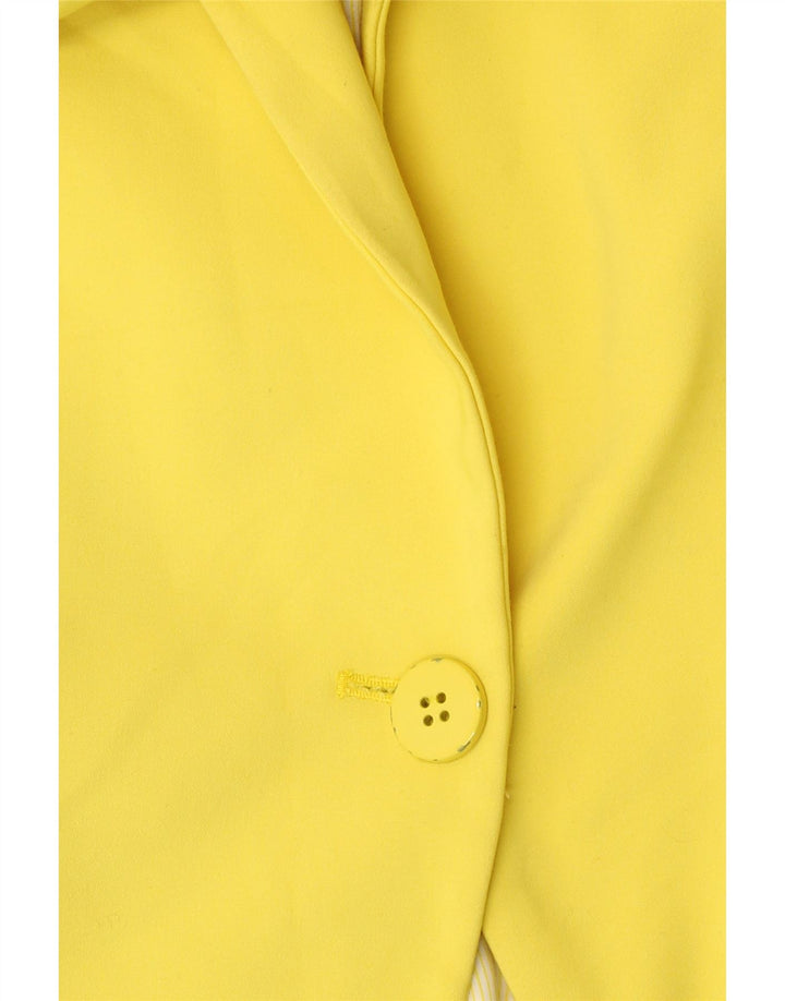 Jaqueta blazer feminina Zara com 1 botão Reino Unido 10 pequeno algodão amarelo