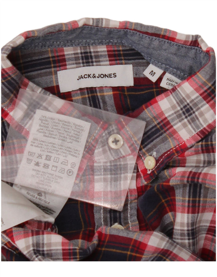 Camisa masculina JACK & JONES de algodão xadrez azul marinho médio