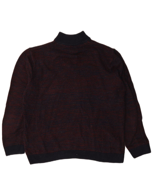 Suéter masculino Marks & Spencer com zíper e gola XL algodão manchado azul marinho
